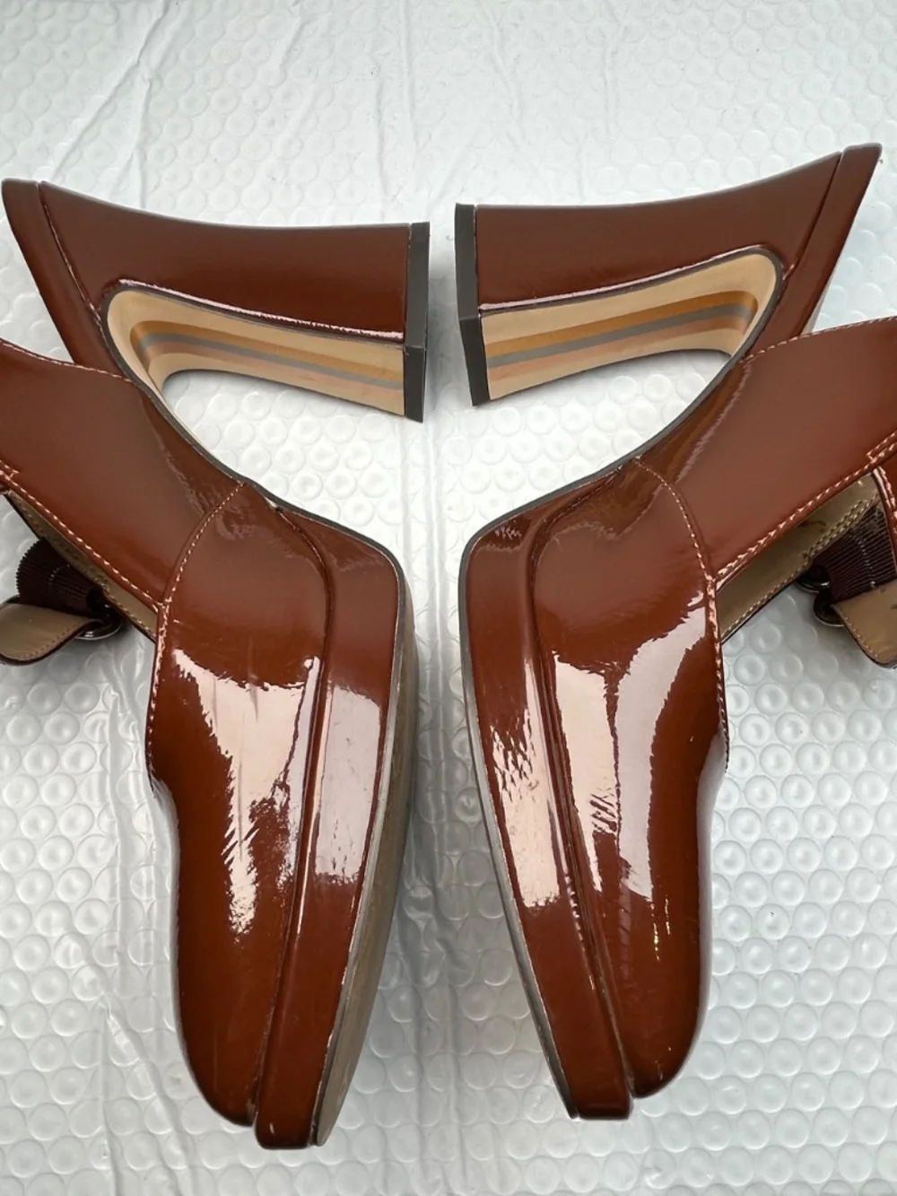 Share Sam Edelman Retro Burgundy Patent Platform Mary Jane Pump Heels Sz 8